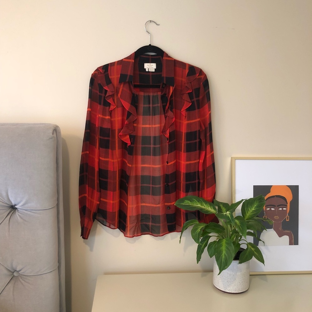 COPY - Kate Spade Woodland Plaid Chiffon Blouse